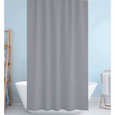 Штора для ванны ткань с кольцами 120х200см серый