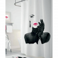Штора для ванны ткань с кольцами 180х200см woman in black