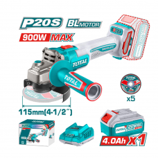Машина шлифовальная угловая с аккумулятором 115мм 20,0В 4,0Aч Brushless Total TAGLI261521
