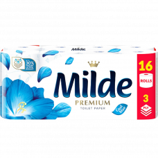 Туалетная бумага Milde Cool Blue трехслойная 16 рулонов 