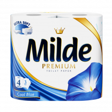 Туалетная бумага Milde Cool Blue трехслойная 4 рулона 