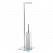 Ершик для унитаза с держателем туалетной бумаги Glass белый/хром GLASDRZSTETB